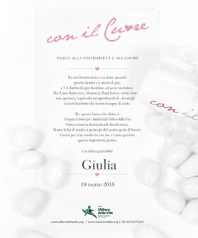 Pergamena Con il Cuore Battesimo Bimba